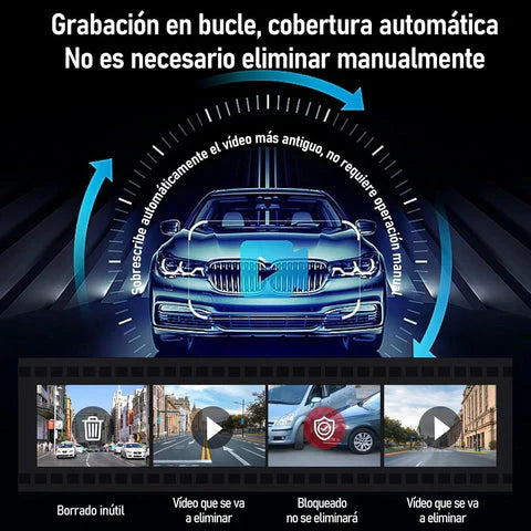 Retrovisor Inteligente ProVisionHD con Cámara Doble — Frontal 1080p + Reversa con Líneas de Guías